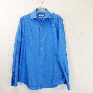 Calvin Klein Shirt Mens Size 15.5‎ Work Casual Button Up Blue Dress Suit Formal
